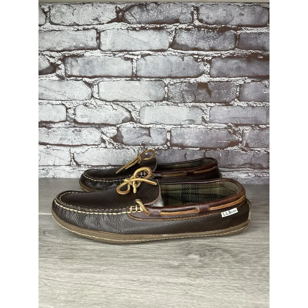 L.L. Bean Pebble Brown Leather Moccasin Slip On Loafers Shoes Men Sz 10M US/43EU - Picture 9 of 16